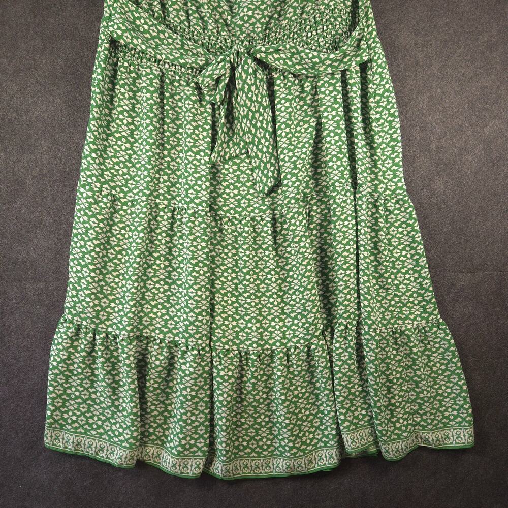 Max Studio Tiered Dress Femme 1X Green Flutter Sleeve Cottagecore Boho Casual - Picture 7 of 11